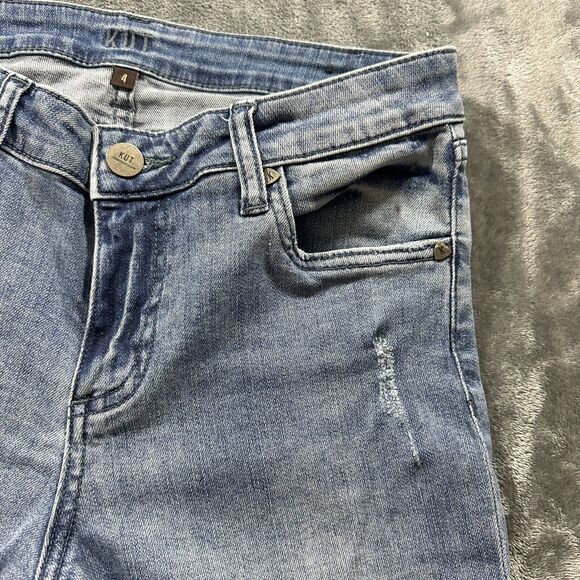 Kut from the Kloth Jeans Womens 4 Blue Crop Straight Leg Raw Hem Denim Pants - Picture 3 of 14
